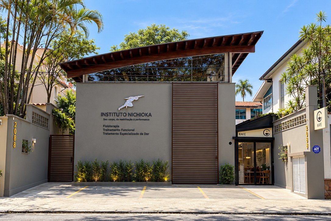 Fachada da Unidade 1 do Instituto Nichioka em 2088, clínica de fisioterapia, pilates e reabilitação